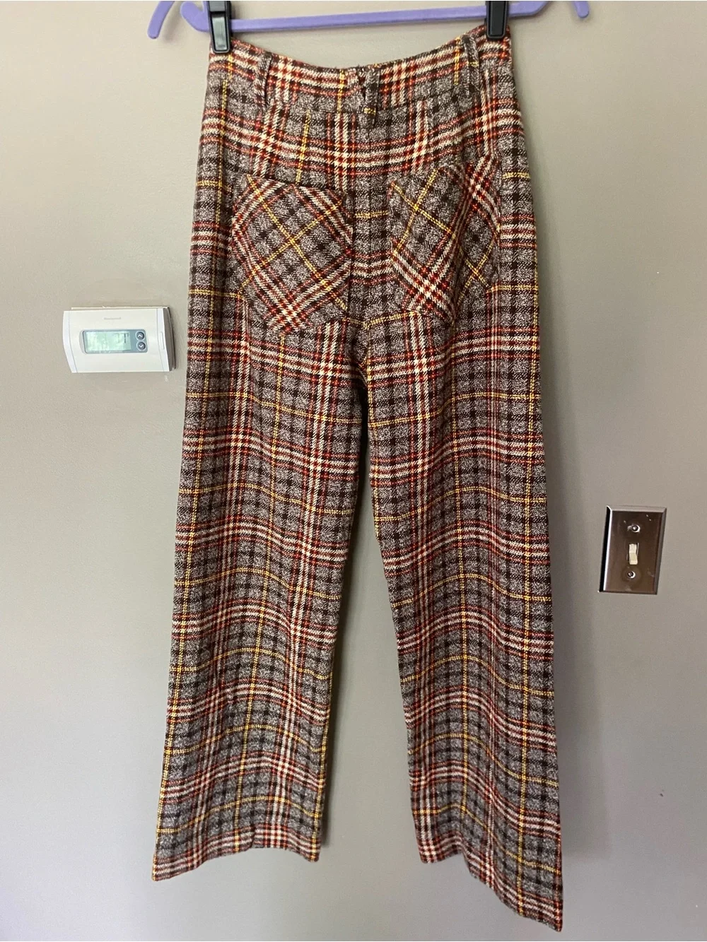 FREE PEOPLE Plaid Vintage Inspired Shape Up Wide Leg Trouser Pant Size 0